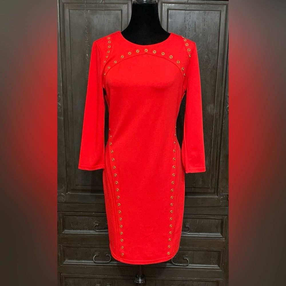 Spence Red midi longsleeves dress. Size medium